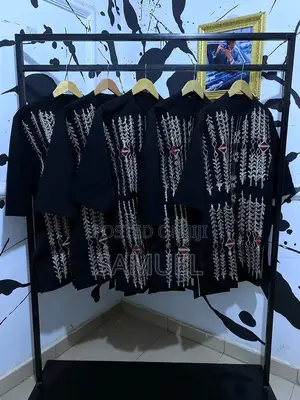 Black Kaftan With Silver Embroidery for Men African Native Wear
