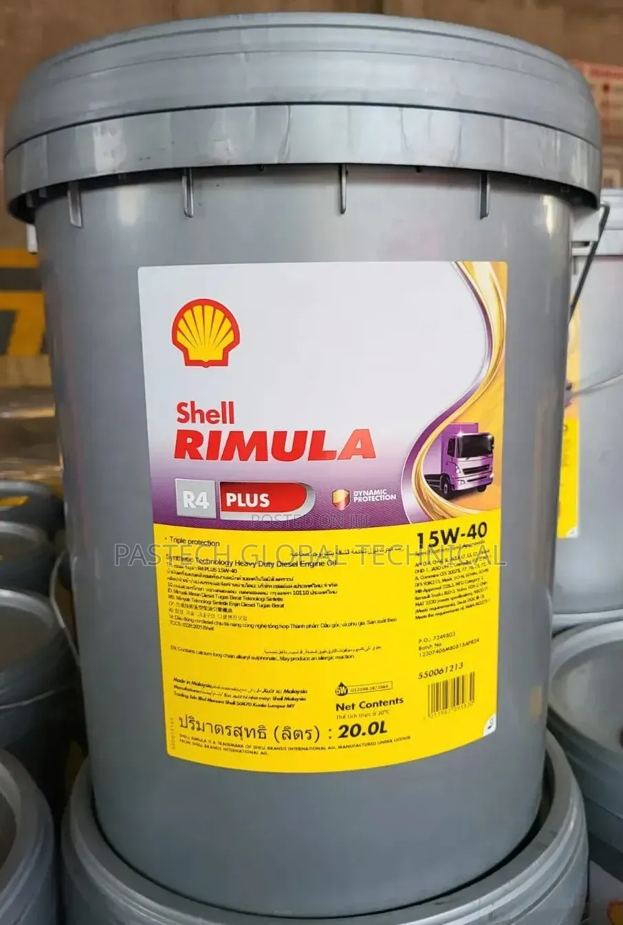 Shell Rimula R4 Plus 15w-40 [20ltr] for sale - PASTECH GLOBAL TECHNICAL ...