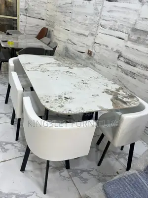 Foreign Marble Dining With 6 Chairs