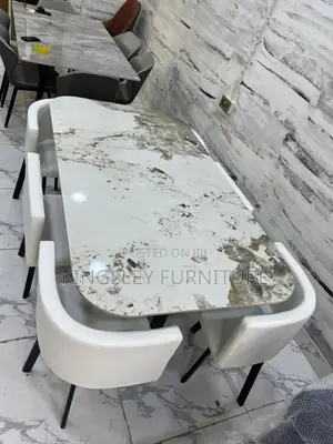 Foreign Marble Dining With 6 Chairs