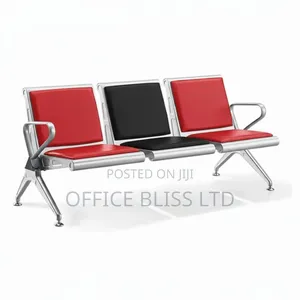 3 in 1 Heavy-Duty Reception Waiting Chair (Red Black)
