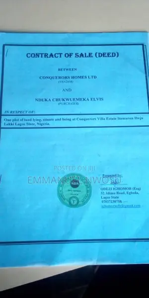 Plot Of Land At Conqueror Villa Estate Itamarun Ibeju Lekki Lagos