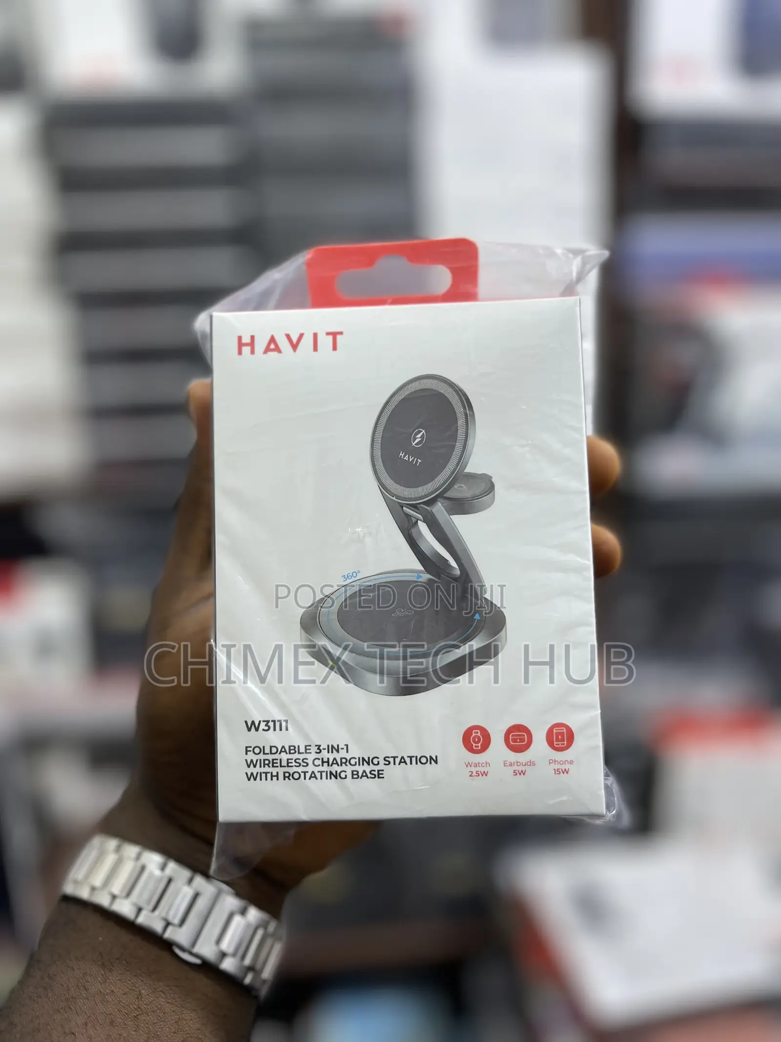 Havit Foldable 3-in-1 Wireless Charging Station With Rotating Base