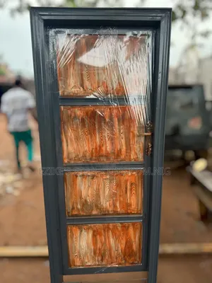 Metal Security Door With Wooden Finish.Water Resistant