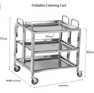Folding 3 Layers Stainless Steel Food Trolley