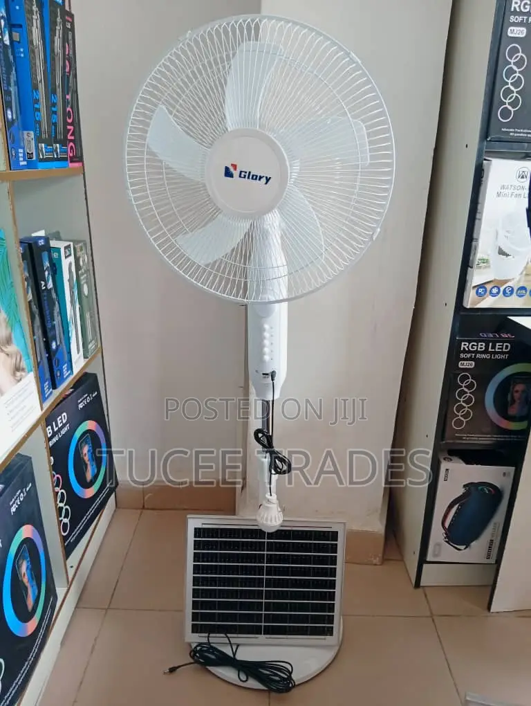 Glory Solar Rechargeable Standing Fan With Solar Panel