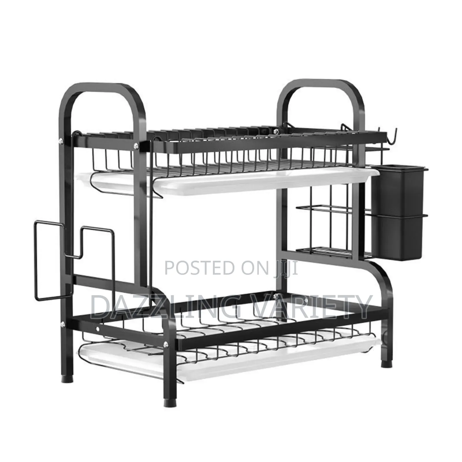 2 Steps Dish/Plate Drainer Rack - Black Colour