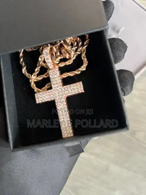 Carbon Diamond Rose Gold Pendant 14kt Plated Rope Chain Necklace