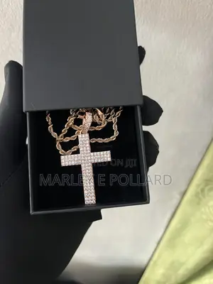 Carbon Diamond Rose Gold Pendant 14kt Plated Rope Chain Necklace