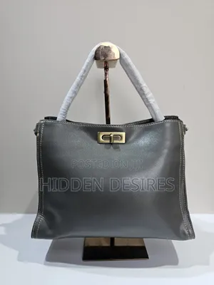 Black Clasp Bag With Thread Detail- Gray