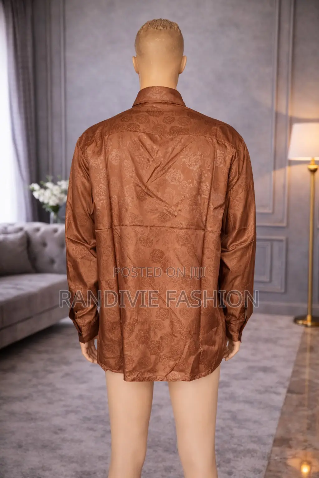 Glossy Flowers Shirt [Brown]