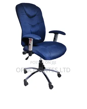 Blue Fabric Swivel Chair