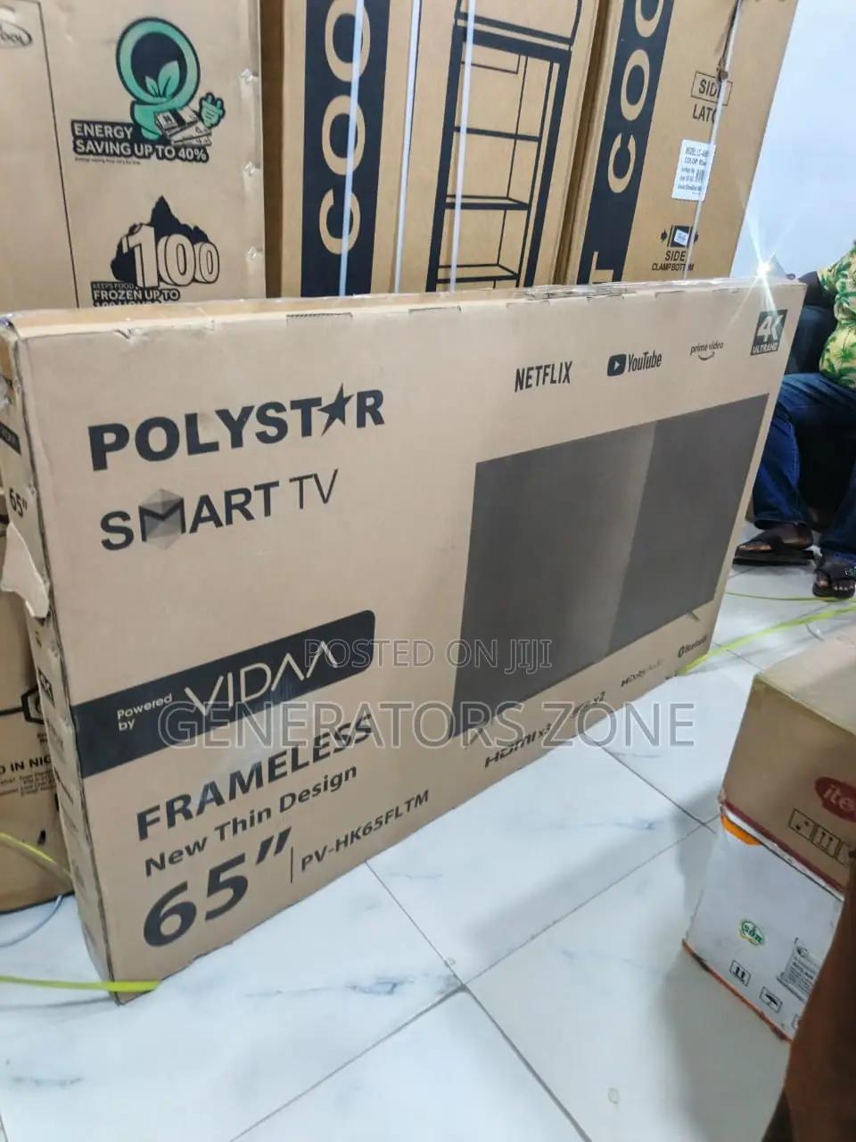 Polystar 65” Smart Tv Thin Frame Design + 3 Hdmi