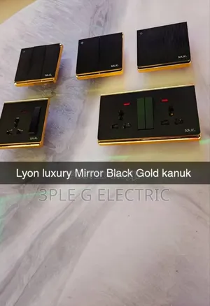 Lyon Mirror Black/Gold Switches and Socket