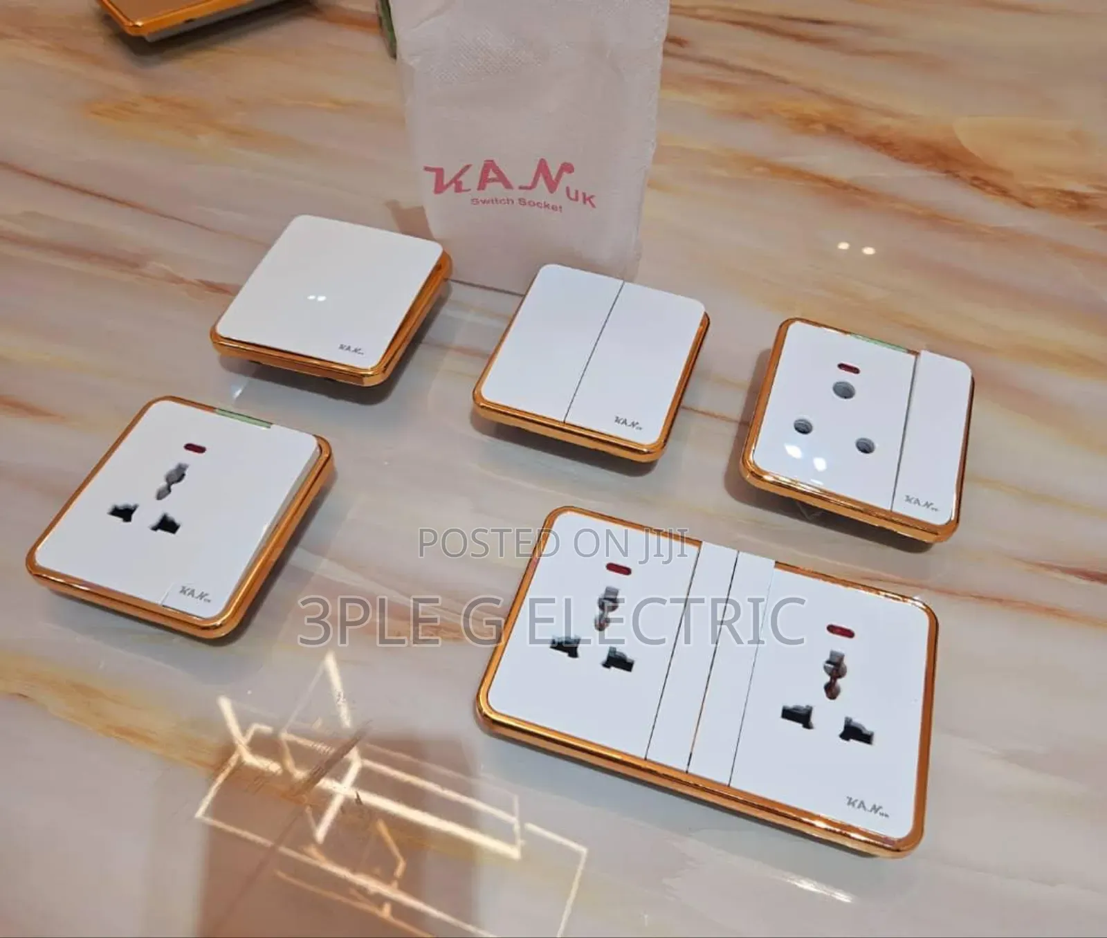 White and Gold Switches and Sockets