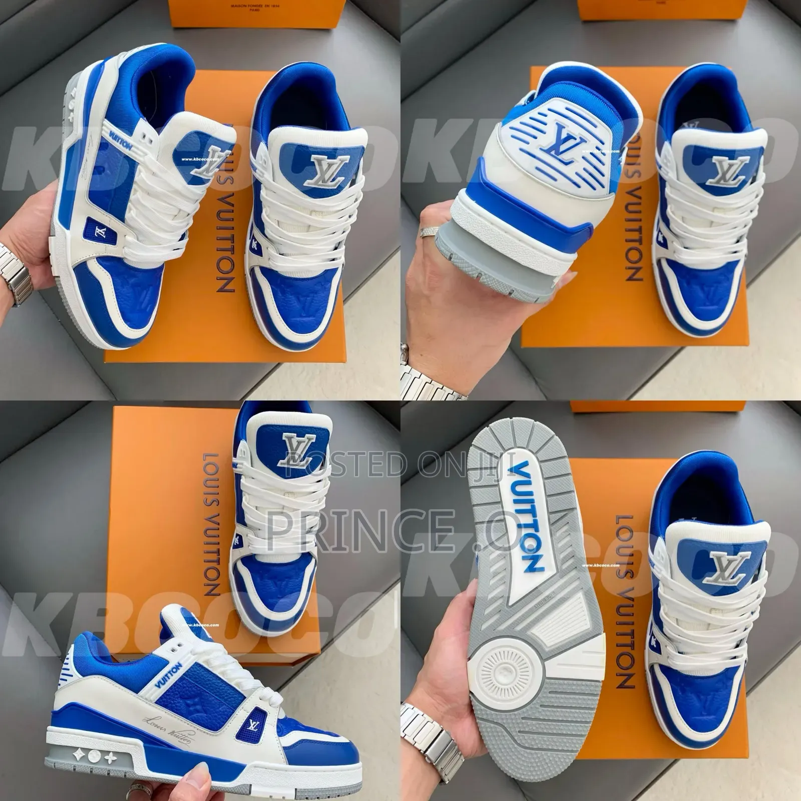 Blue and White Designed Loius Vuttoin Sneakers