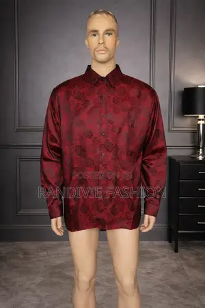 Glossy Flowers Shirt [Wine]