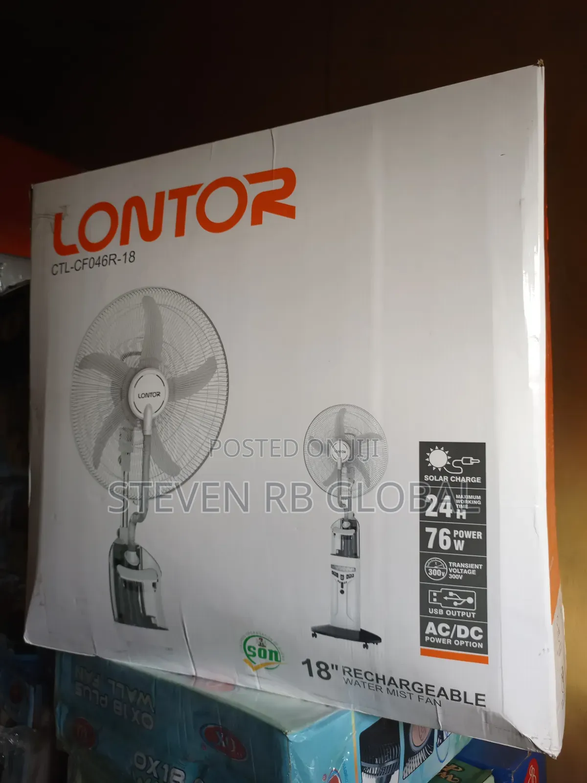 Lontor 18” Rechargeable Water Mist Fan With Remote Usb CTL-Cf046r-18