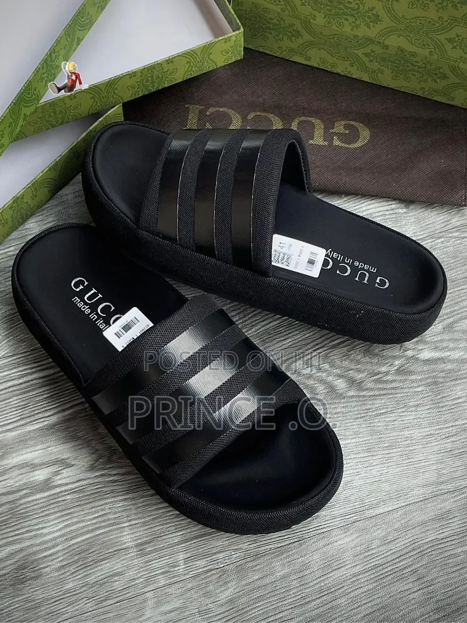 Charcoal Black Gucci Puffy Slide