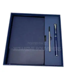 A5 Thickened Leather Spiral Fabric Notebook Gift Box With Pen