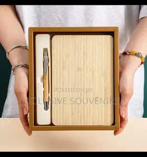 Personalized A5 Bamboo Office Luxury Notebook Gift Set With Pen