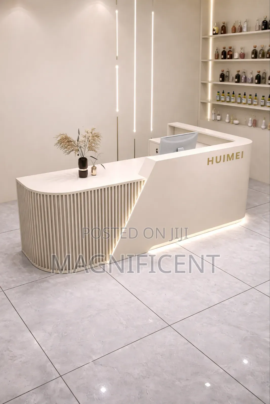 Premium Modern Reception Desk – Luxury Front Office Counter With Led