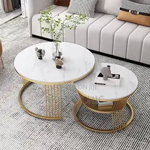 Nesting 2pcs Faux Marble Center Table