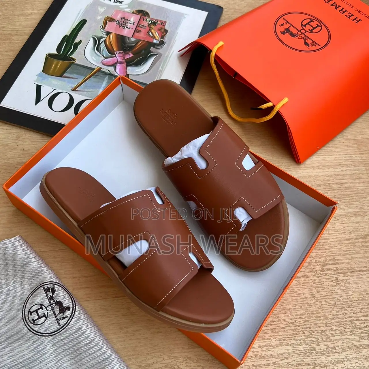 Hermes Leather Slipers 40-46 Brown