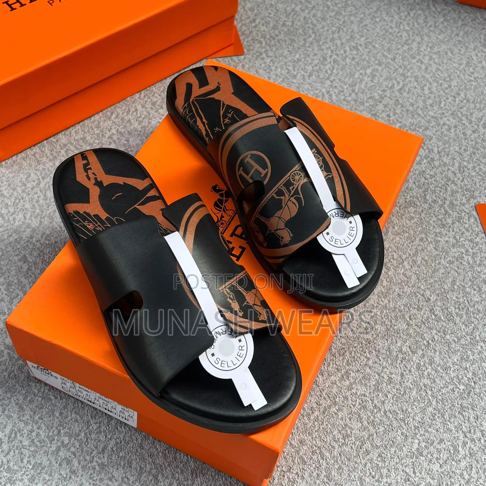 Hermes Leather Slipers 40-46 Brown