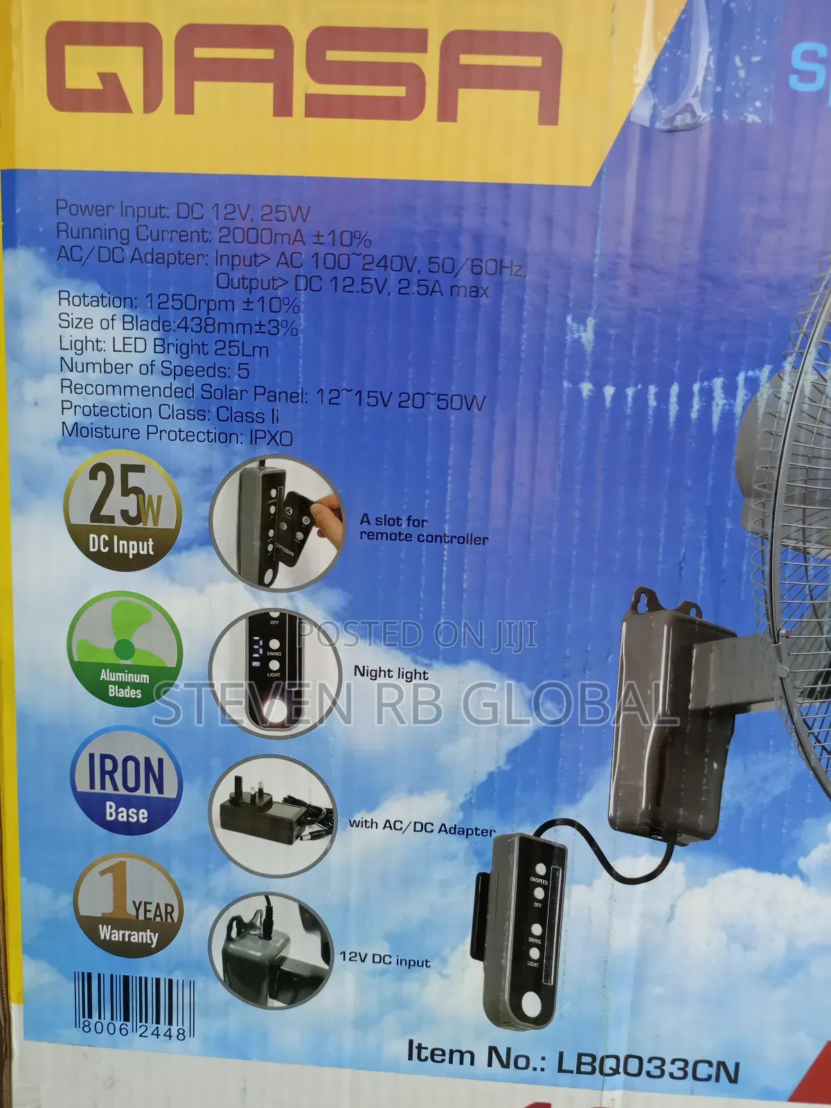 Qasa 18” Ac/Dc Wall Fan | QWF-1801acdc