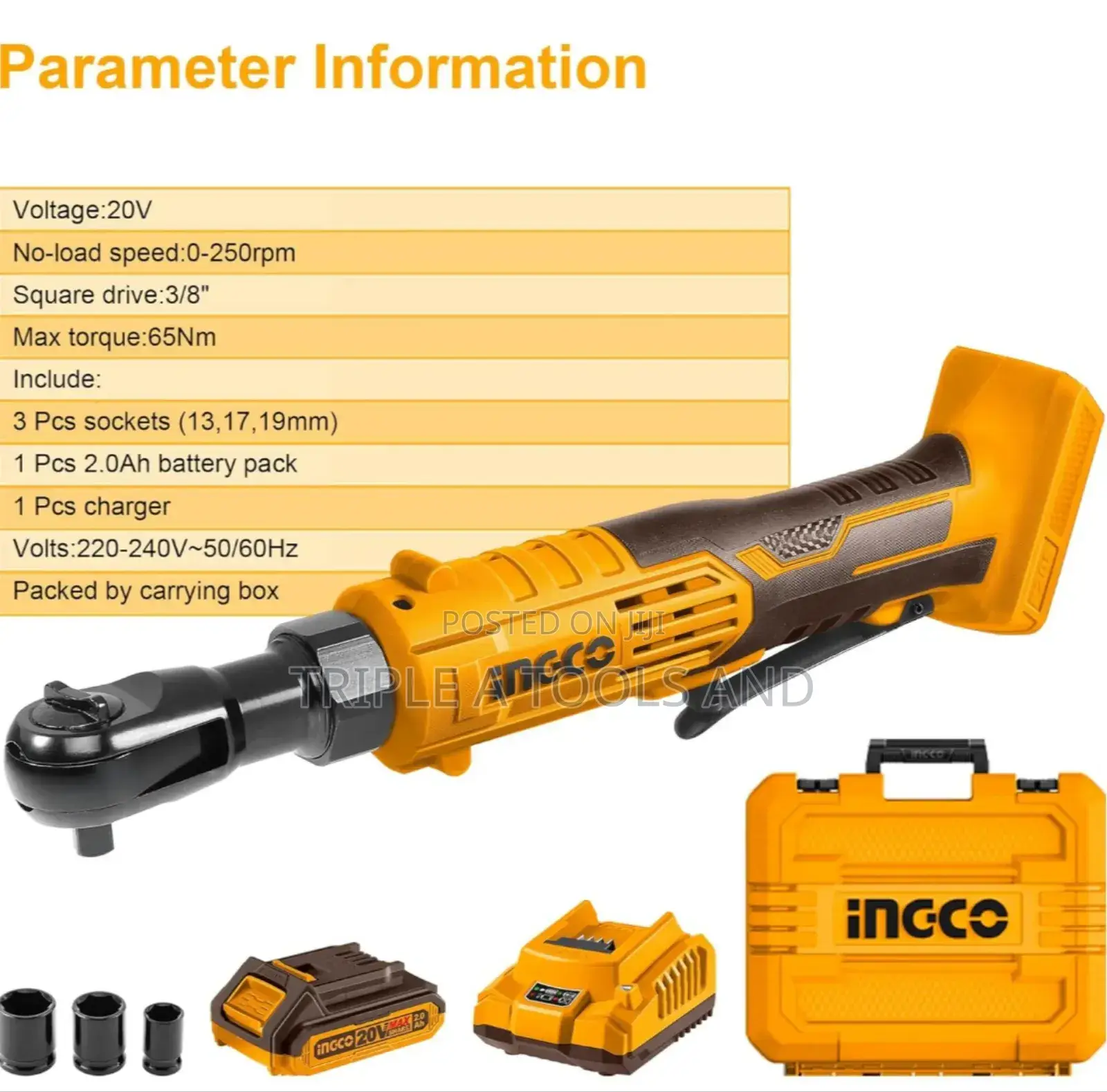 Ingco Rachet Power Tools Ingco Cordless Ratchet Wrench 20v , 3/8