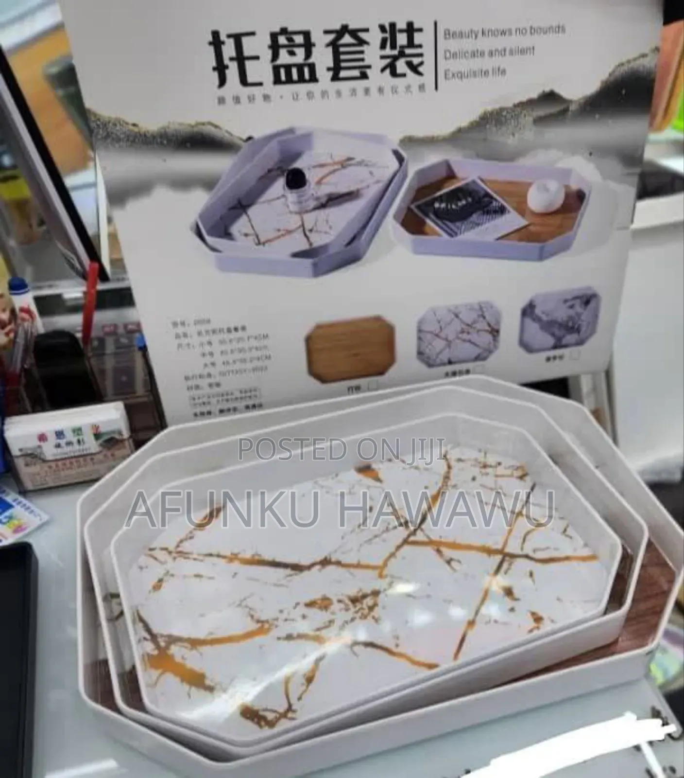 Golden Marble Ceramic Tray Set