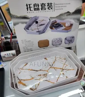 Golden Marble Ceramic Tray Set