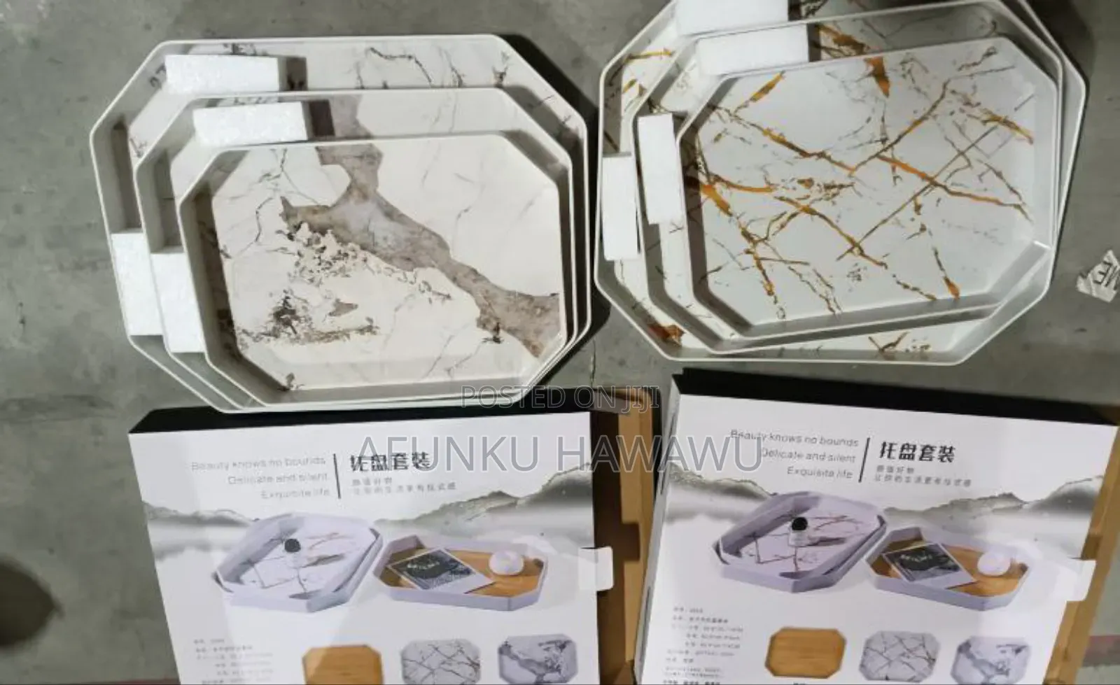 Golden Marble Ceramic Tray Set