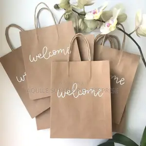 Premium Brown A5 Paper Bag, Craft Handle, Print,110gsm