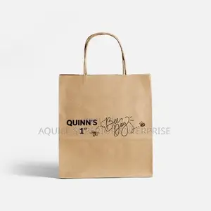Highgrade A5 Small Light Weight Brown Paper Bag Craft Handle,60gsm