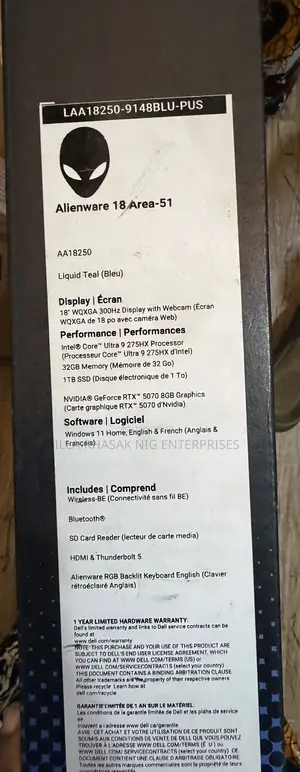 New Laptop Alienware 18 Area-51 32GB Intel Core Ultra 9 SSD 1T