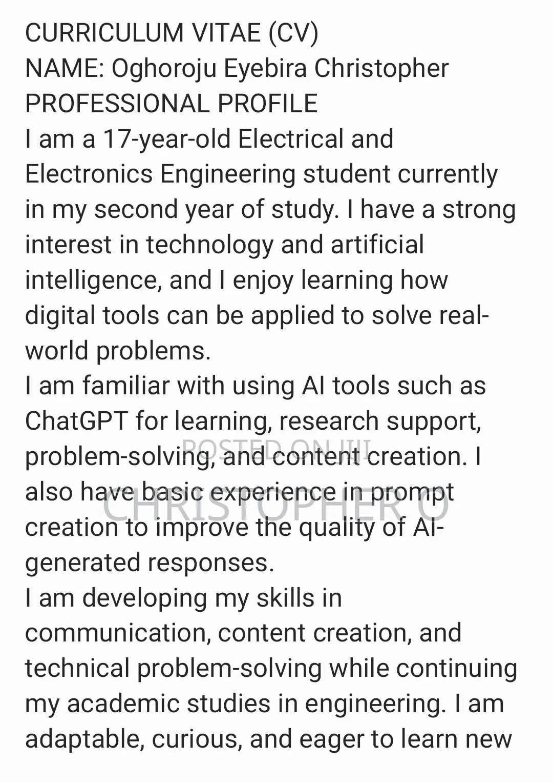 Computing IT CV