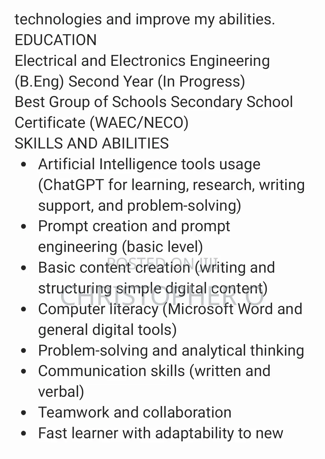 Computing IT CV
