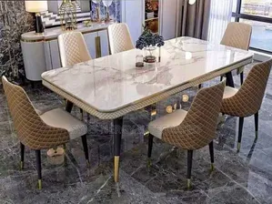 Glossy Polished Dinning Table and Marble Top