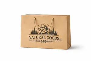 Brown A5 Landscape Paper Bag Rope Handle Moq 100pcs Print