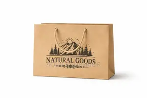 Brown A5 Landscape Paper Bag Rope Handle Moq 100pcs Print