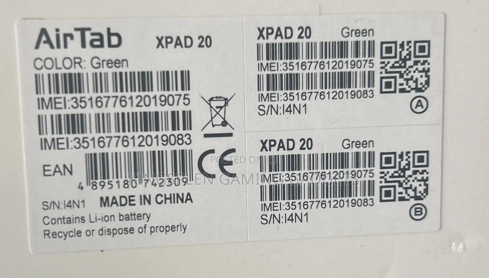 New AirTab XPAD 20 Pro 1 TB Green