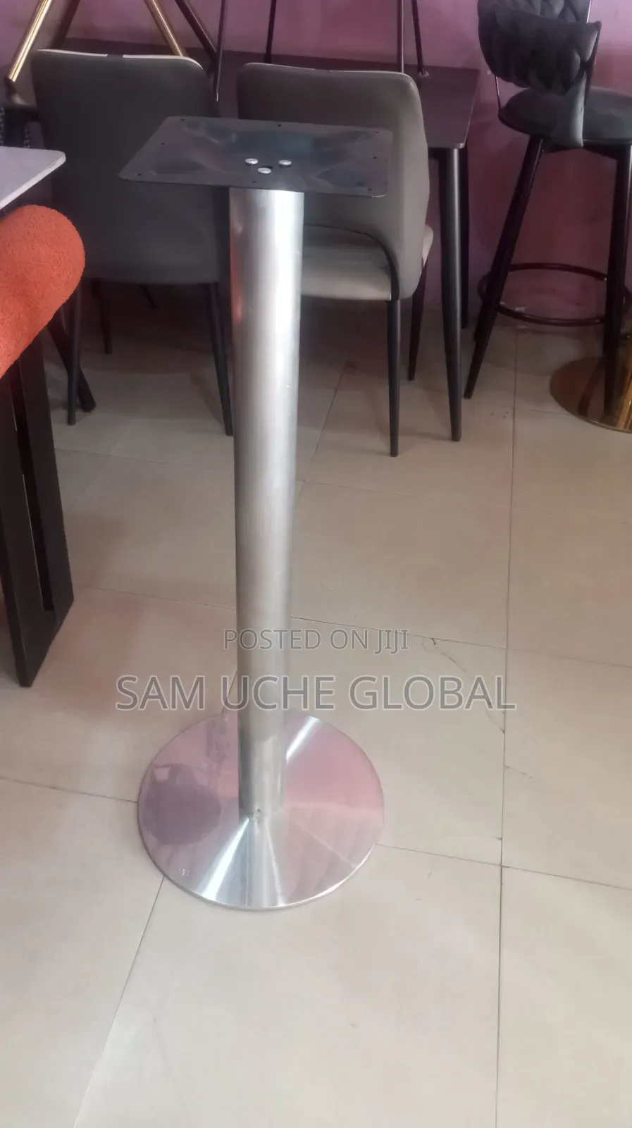 Barstool Table Leg, Black and Silver Colour Available