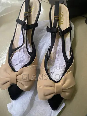 Milk and Black Bow Tie High Heel Cover Shoe Women Ladies