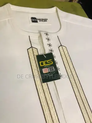White Kaftan With Monogram Design