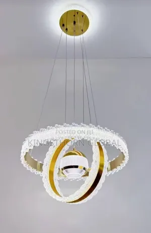 Luxury Crystal Orbit Ring Led Chandelier (Gold Finish)