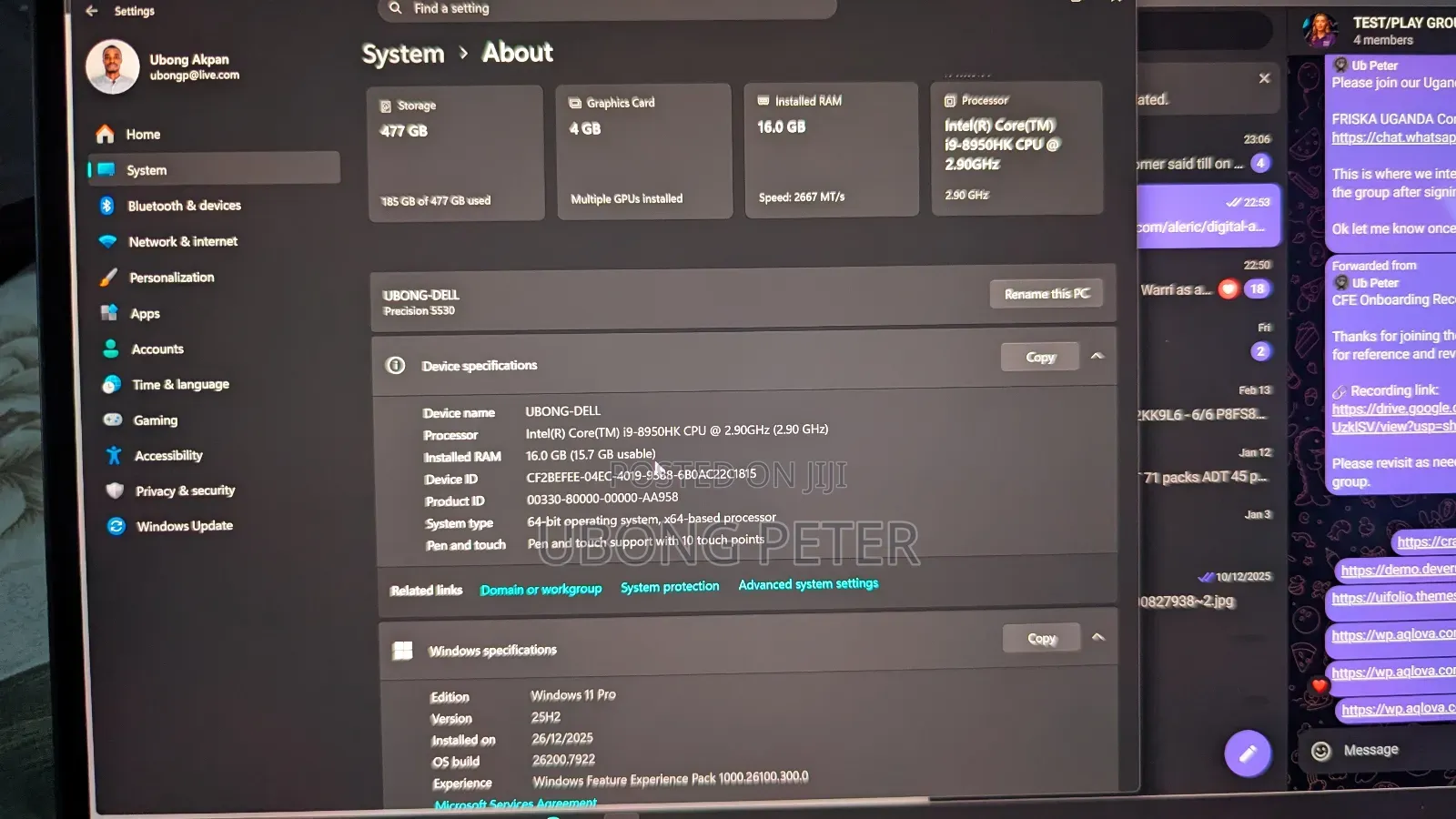 Laptop Dell Precision 5530 16GB Intel Core i9 SSD 512GB