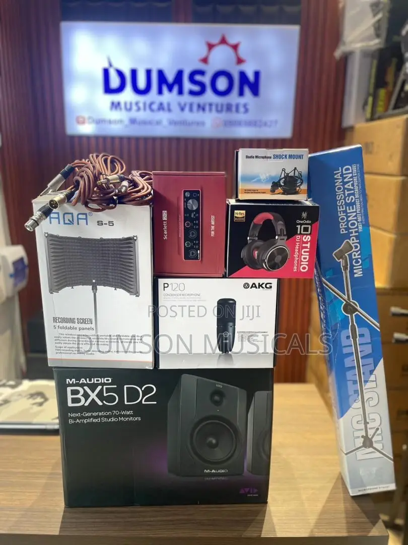 M Audio Bx5d2, Akgp120 Headphone, 2i2 Scarlett, Mic Stand Headphone