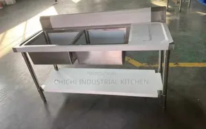 Double Bowl Sink With Side and Under Shelf